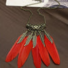 Women Vintage Gold plated Chain Necklace Fashion Jewellery Bohemia Style Feather Leaves Pendant Necklace