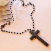 Cross Pendant Necklace Long Sweater Necklace Women Fashion Religious Style String Good Wood Bead Religious